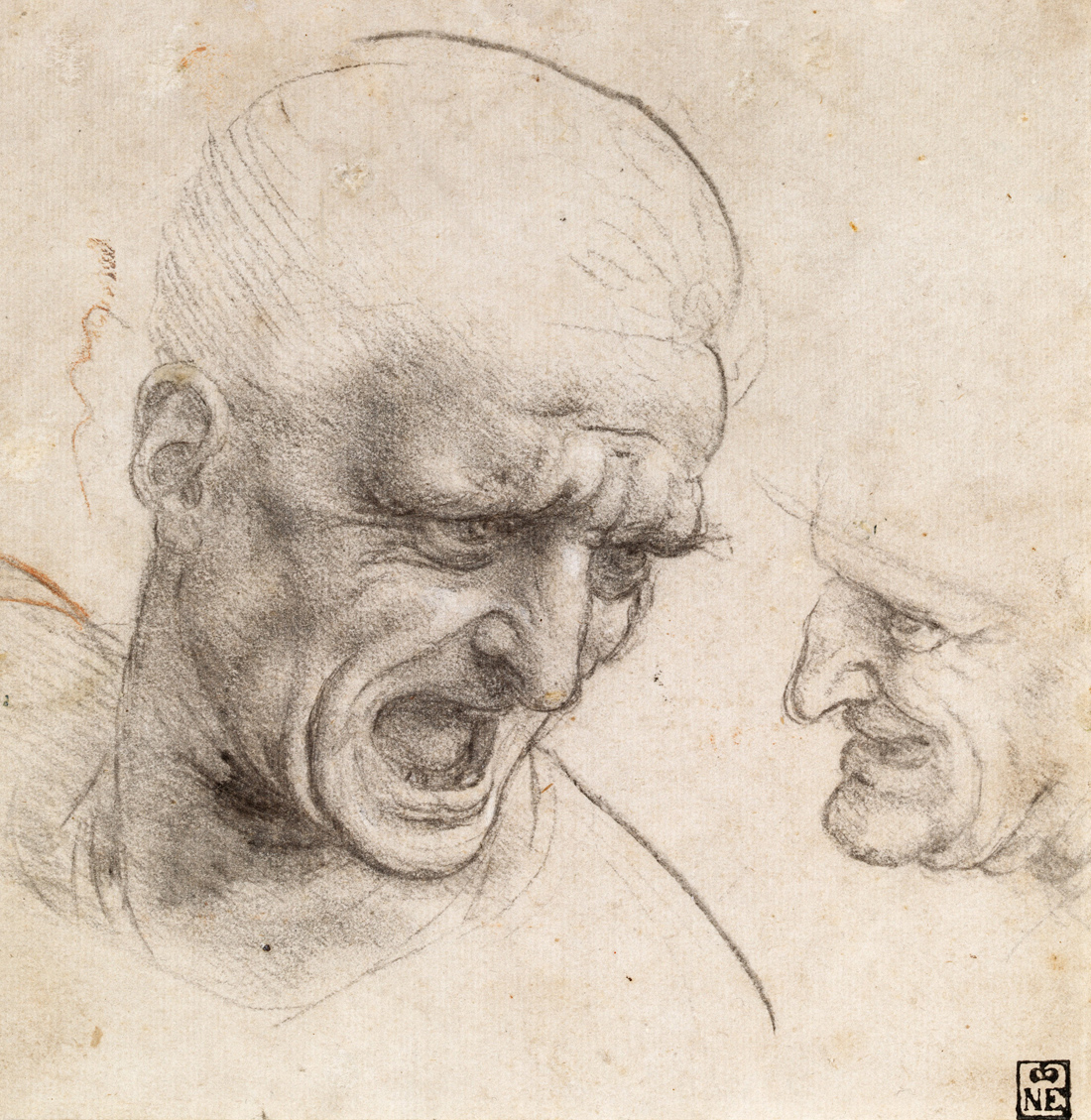 28. Leonardo Da Vinci Study Of Two Warriors Heads For The Battle Of Anghiari Google Art Project