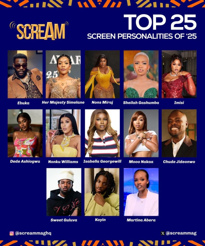 BEST OF 2025 🏅 AFRICAN GIANTSTOP 25 SCREEN PERSONALITIES OF ‘25@ebuka @withchude @nons Miraj @ 853x1024